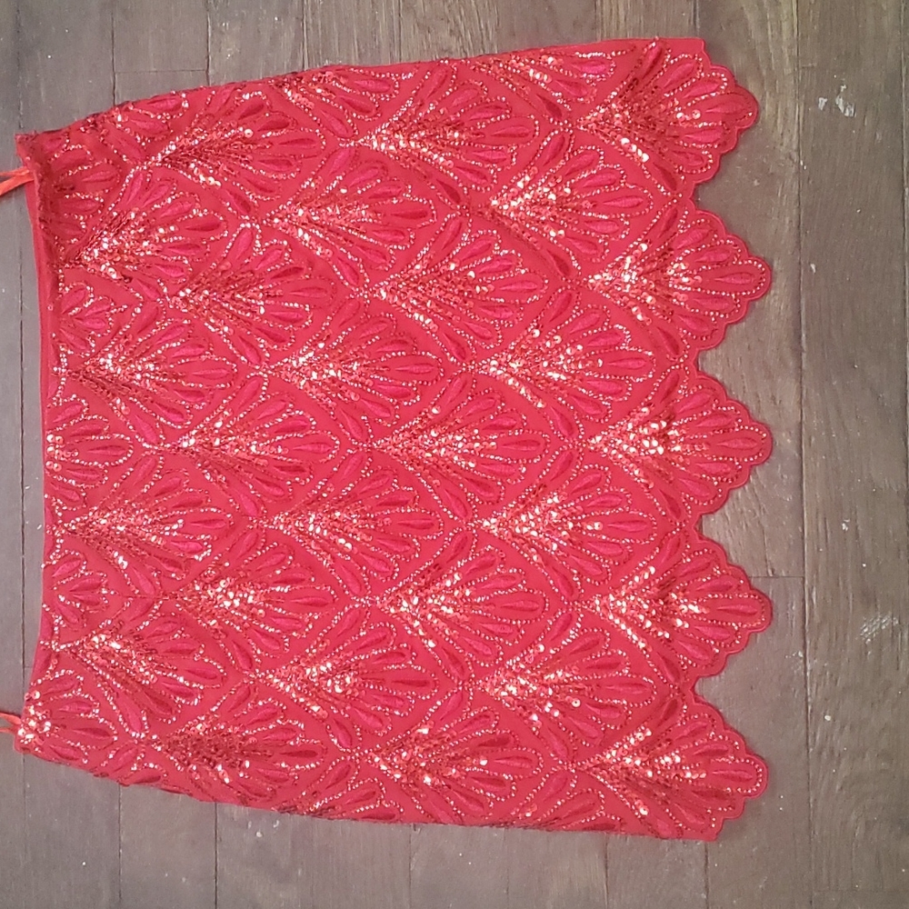 Breathtaking sparkling fire red skirt